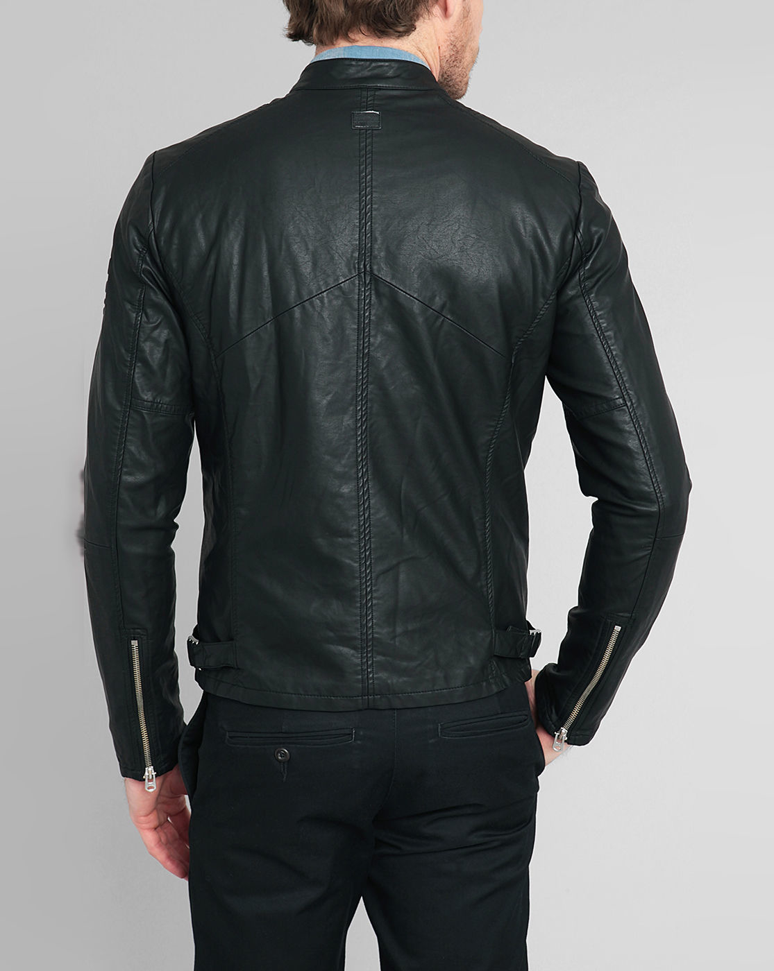 G-star raw Faux-Leather Biker Jacket in Black for Men | Lyst