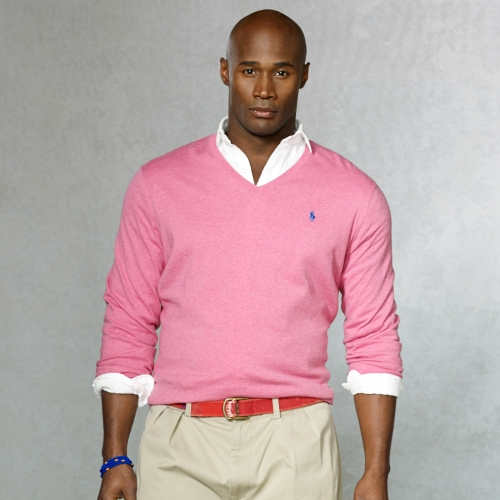 Lyst - Polo Ralph Lauren Pima Cotton Vneck Sweater in Pink for Men