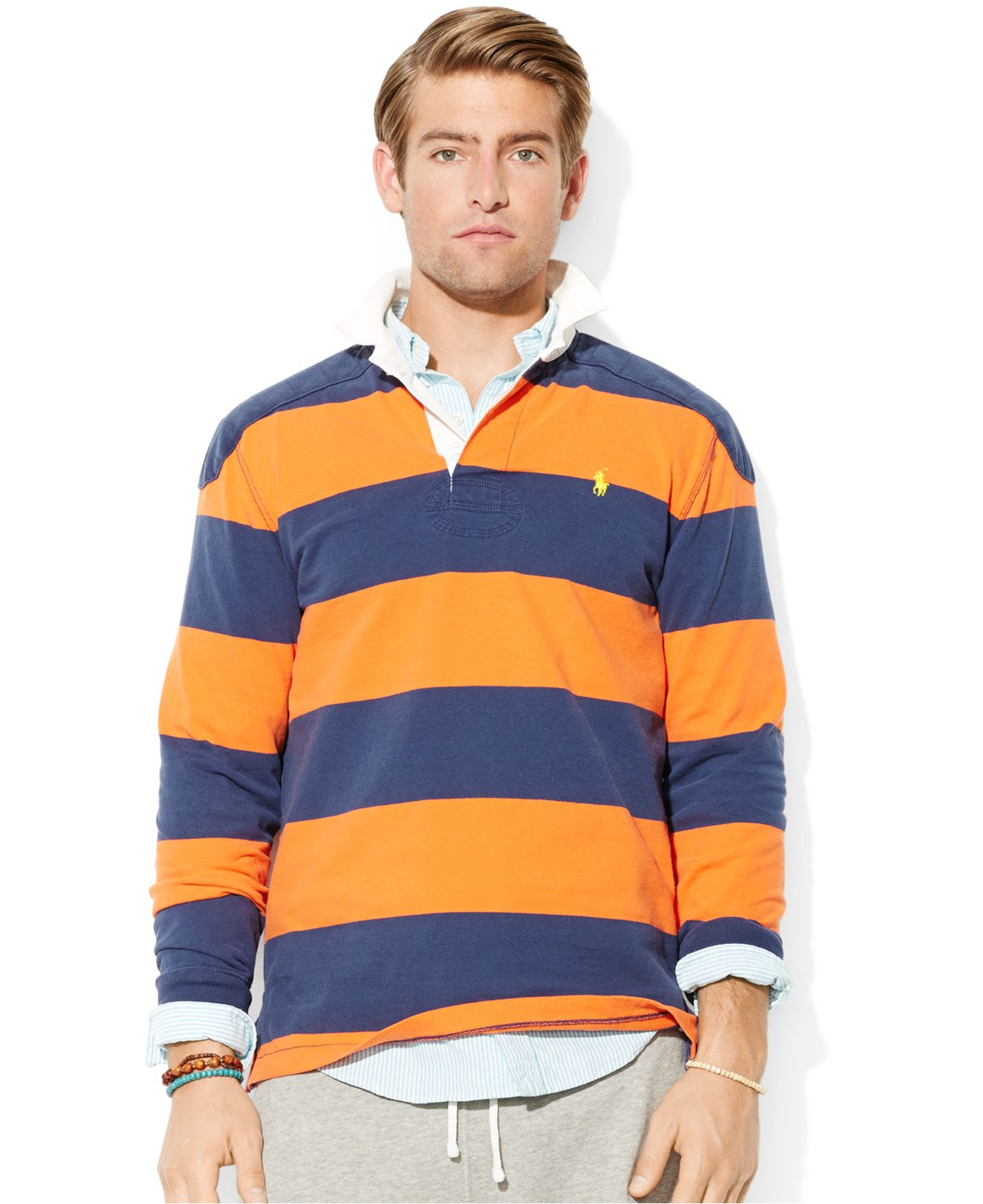 Polo  Ralph Lauren Striped Rugby  Shirt  in French Navy 