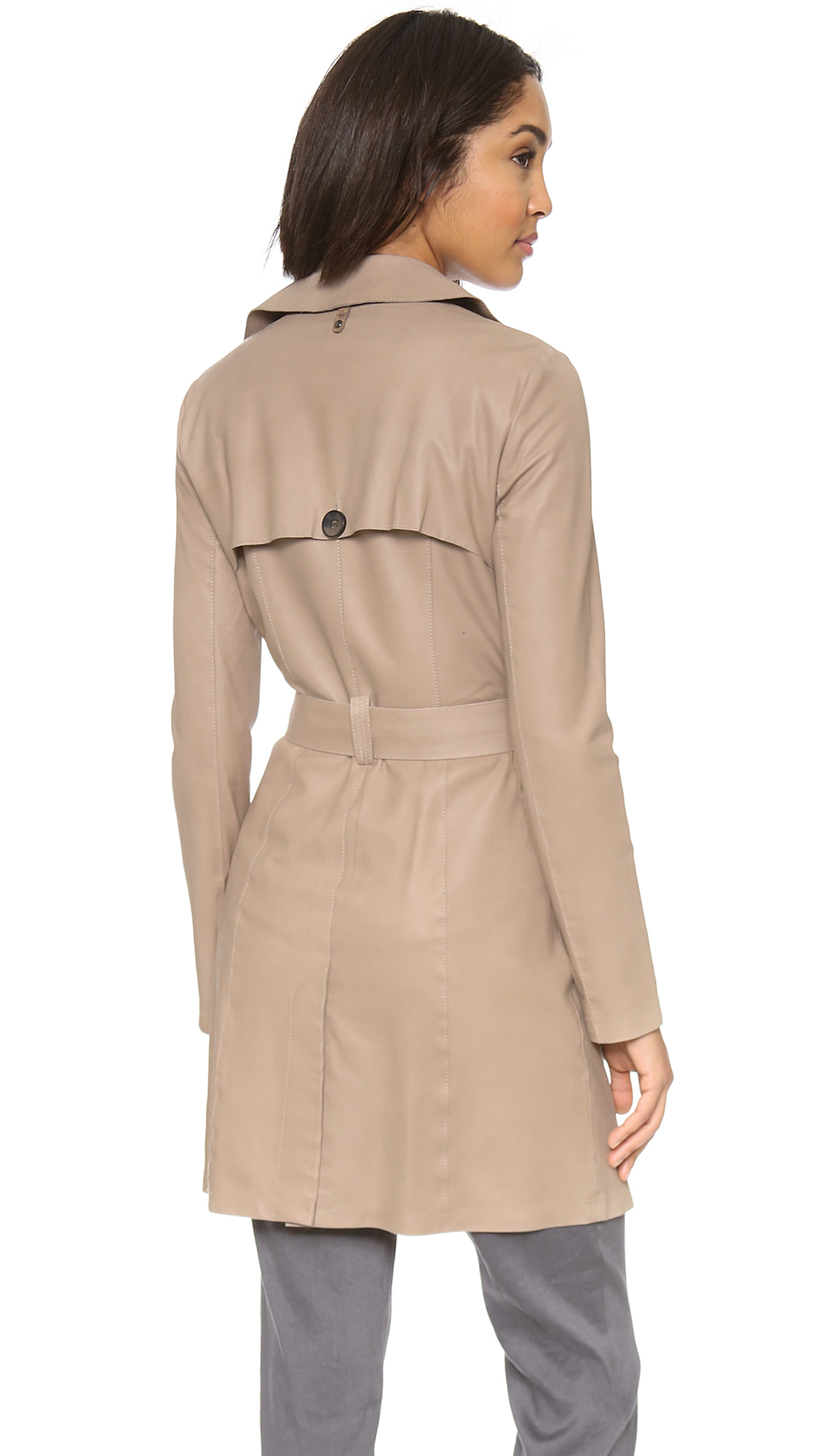 Mackage Olesya Leather Trench Coat Sand in Natural | Lyst