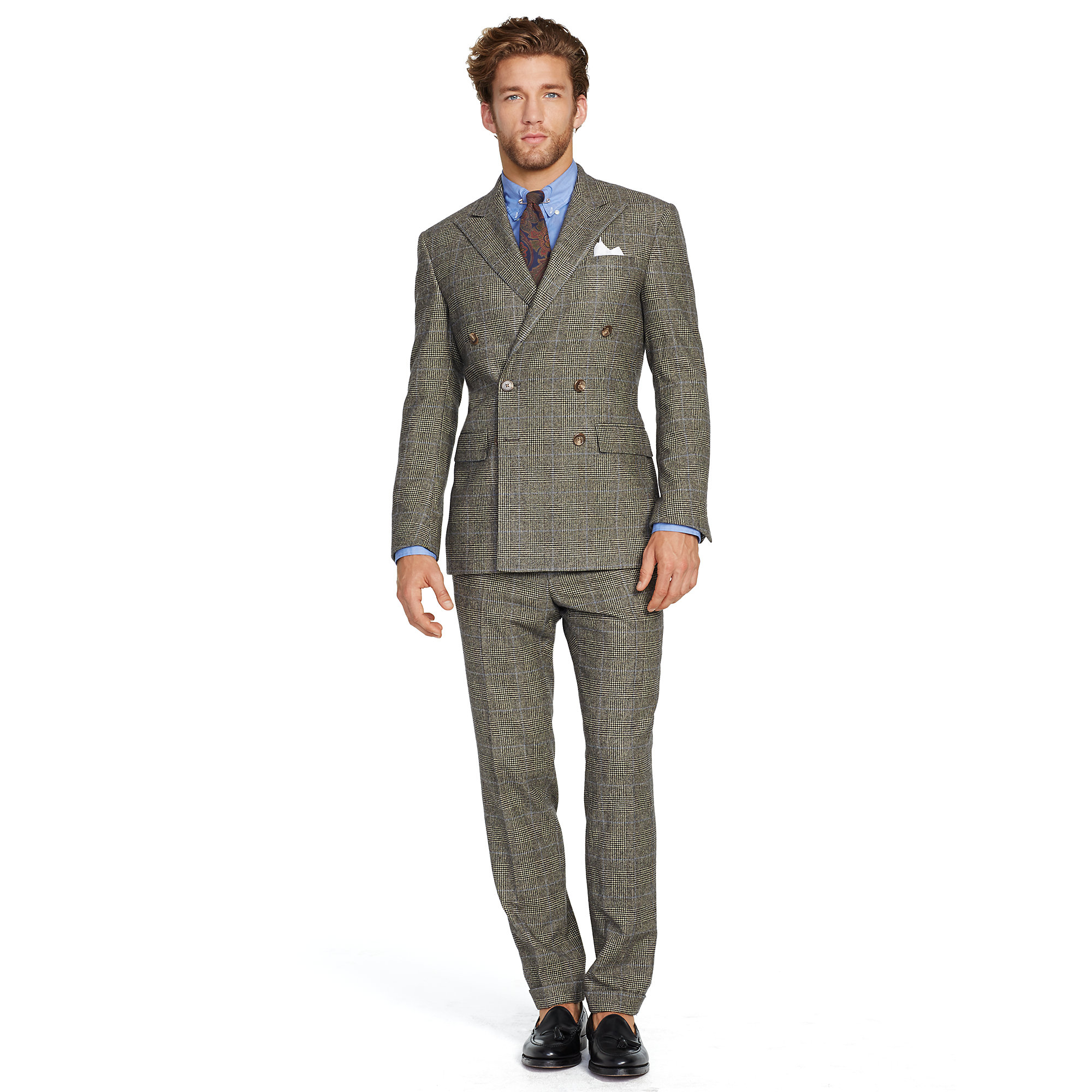 Polo ralph lauren Polo Double-Breasted Wool Suit in Brown for Men | Lyst