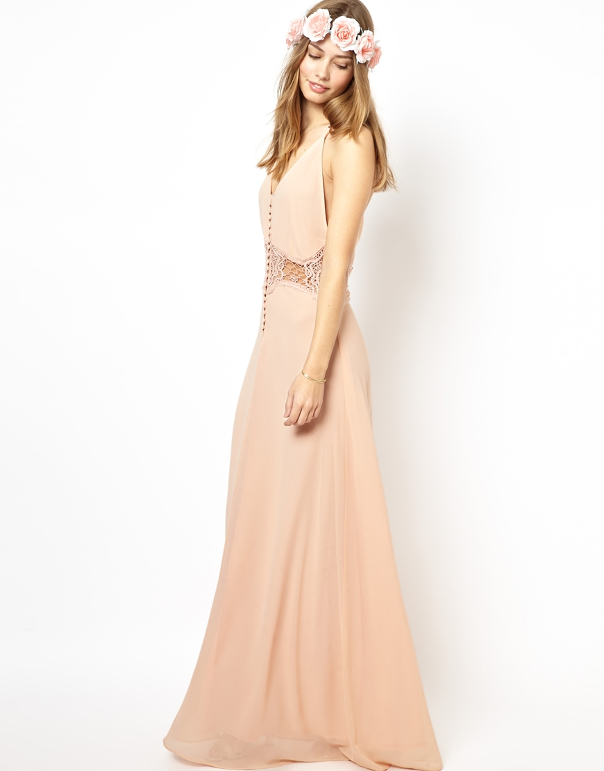  Jarlo  Cami Strap Maxi Dress  With Lace Insert in Pink Lyst