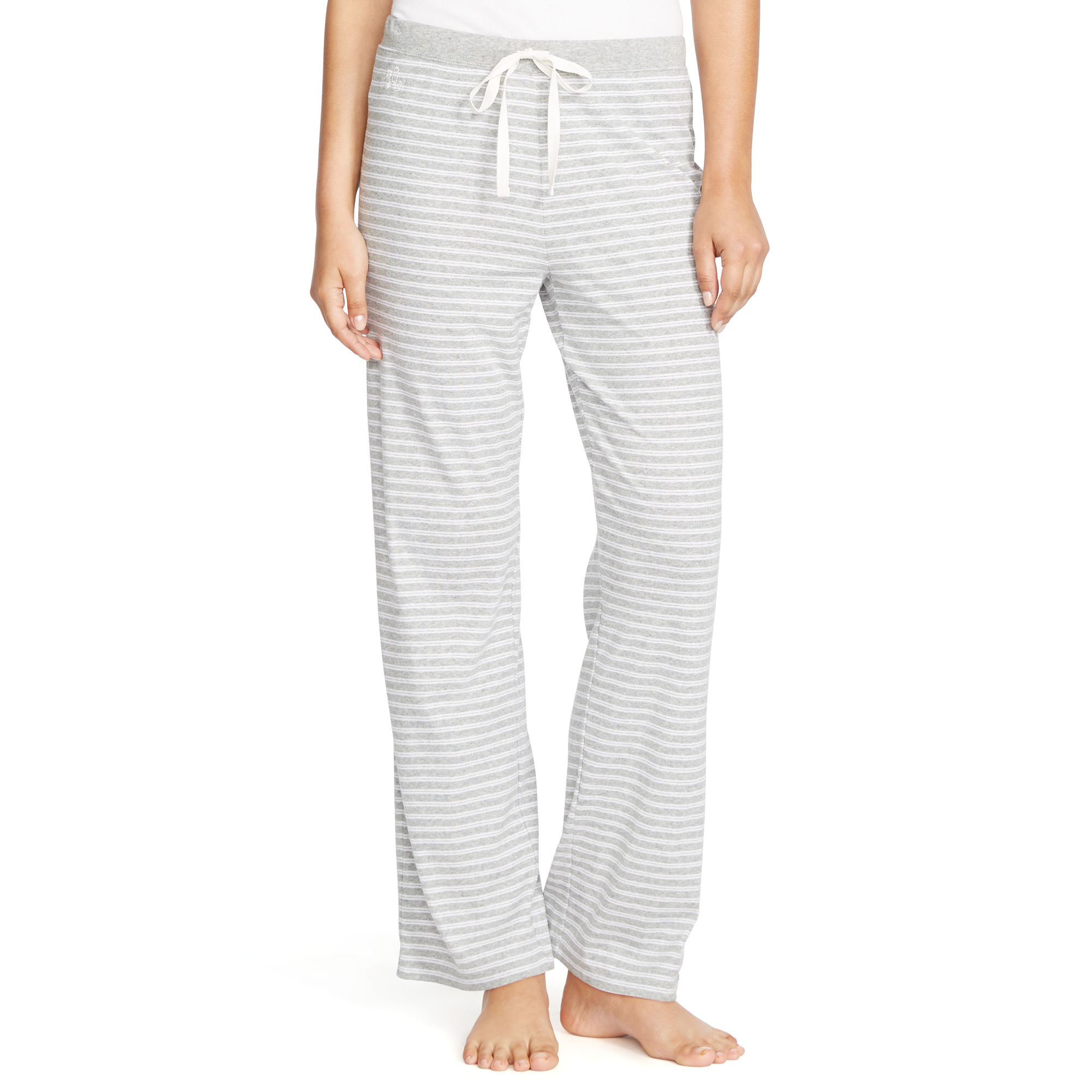 Ralph lauren Striped Cotton Pajama Pant in Gray (Grey Stripe Heather ...