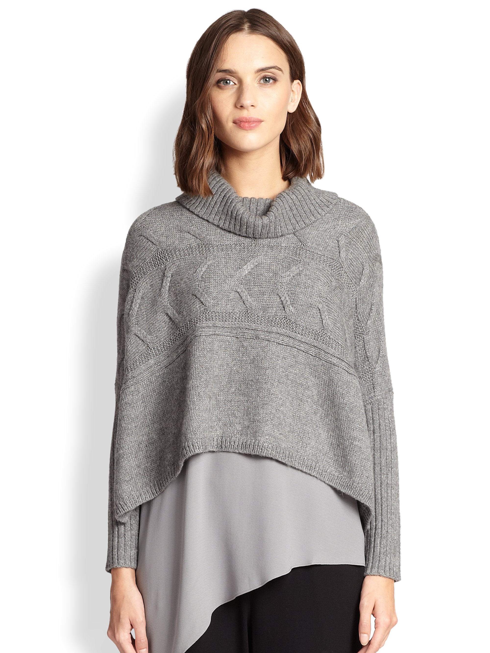 Lyst - Eileen Fisher Alpaca & Silk Poncho Sweater in Gray