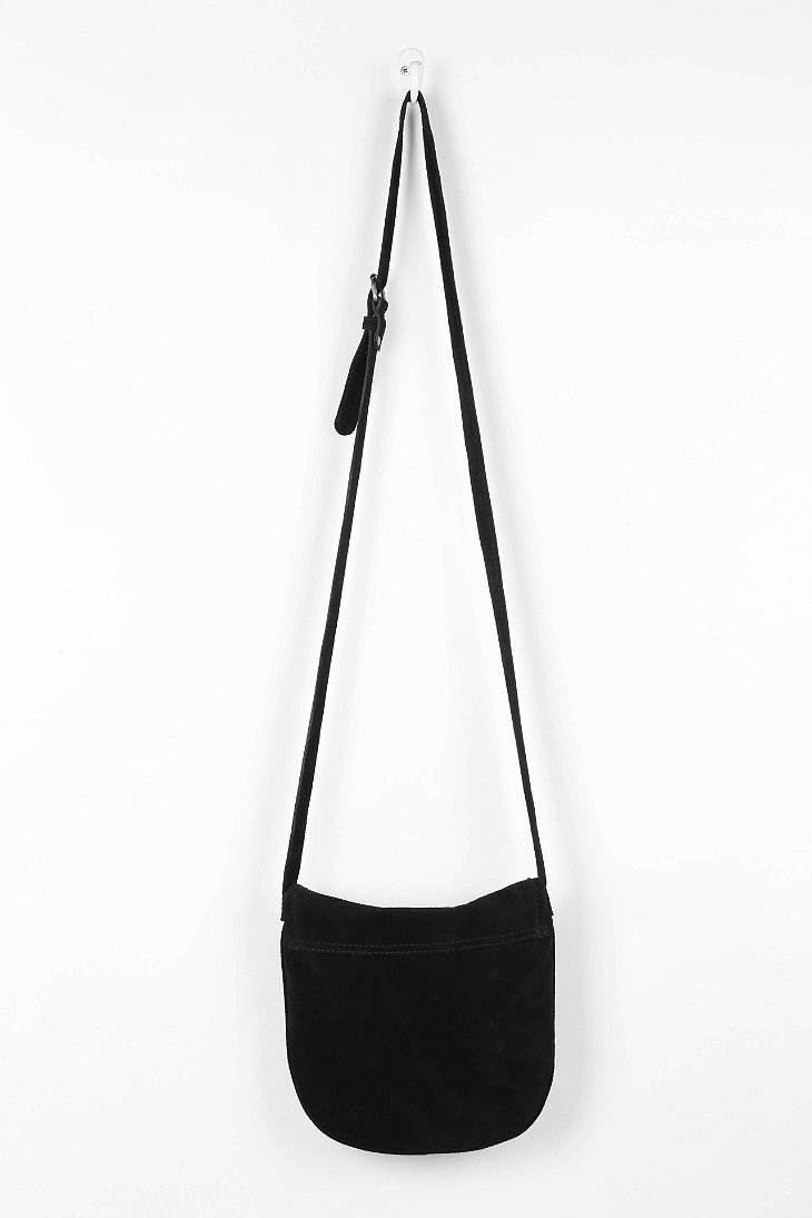 Lyst Bdg Suede Crossbody Saddle Bag In Black Gallery