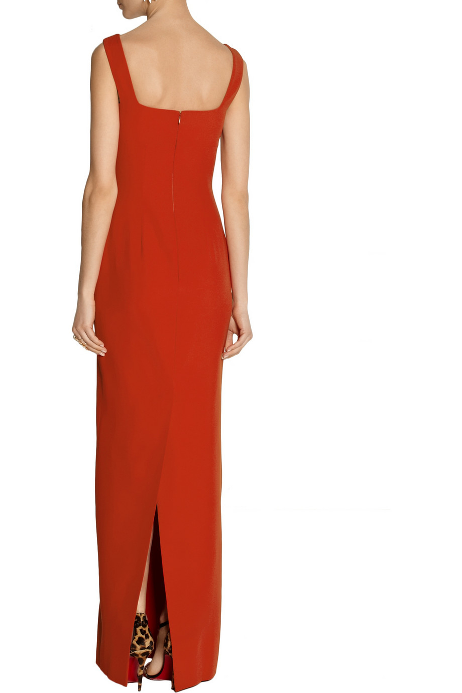 red crepe gown