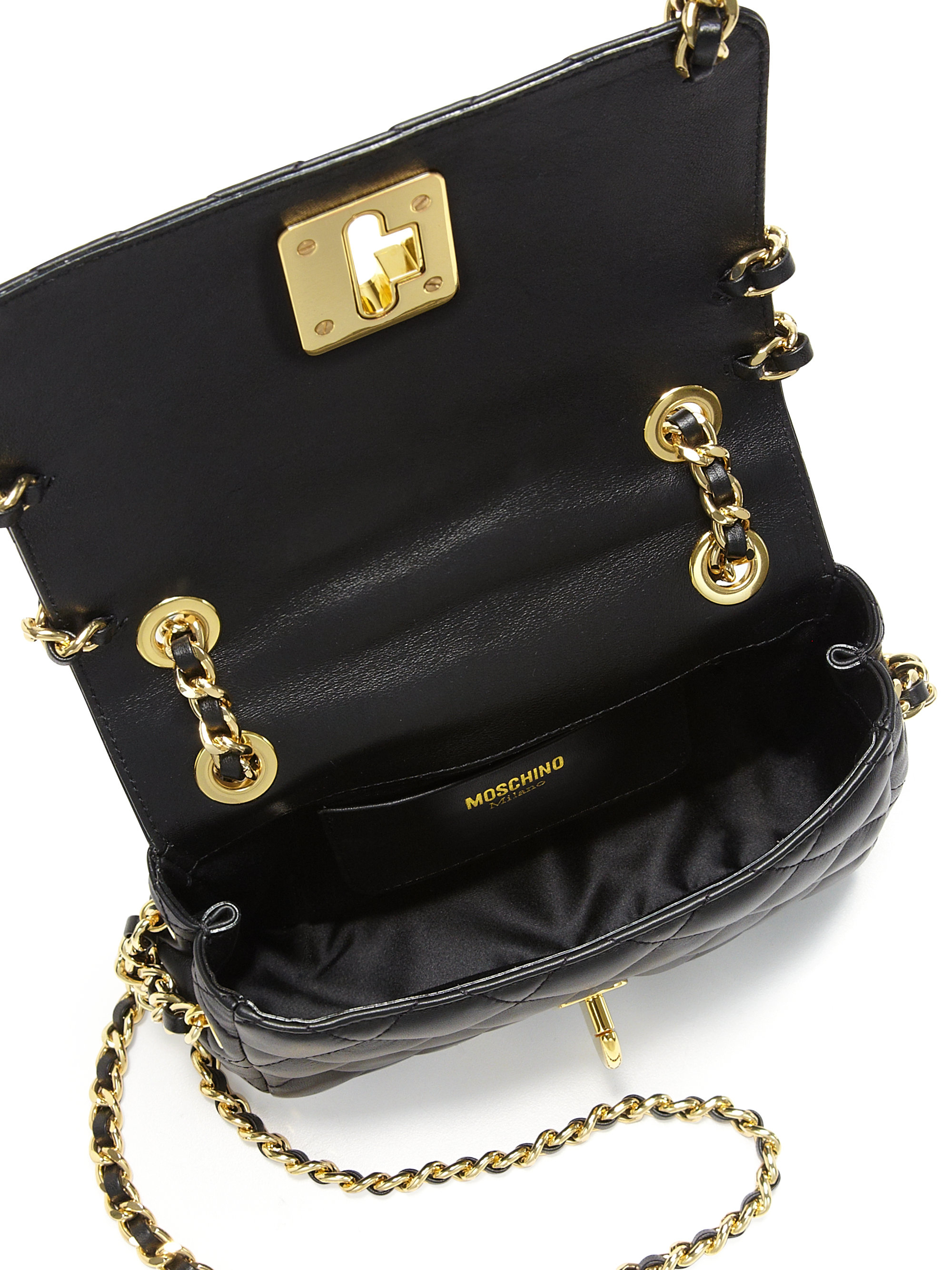 Lyst Moschino Crossover Chain Quilted Leather Crossbody Bag In Black Gallery