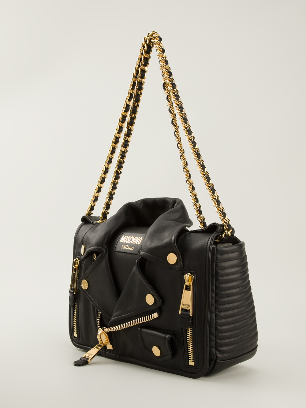 Moschino Biker Jacket Shoulder Bag in Black | Lyst