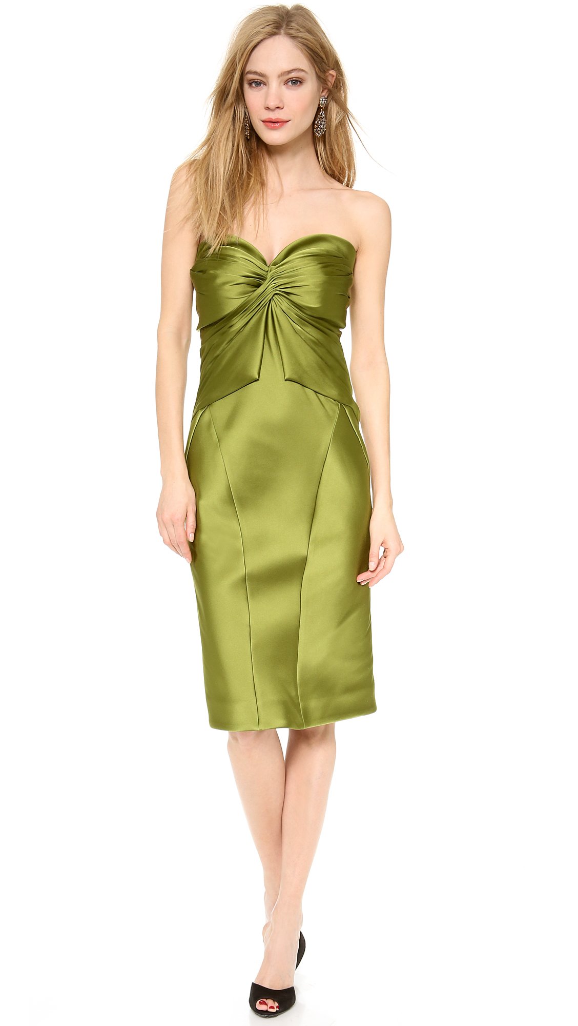 Lyst - Zac Posen Strapless Cocktail Dress - Lime in Green