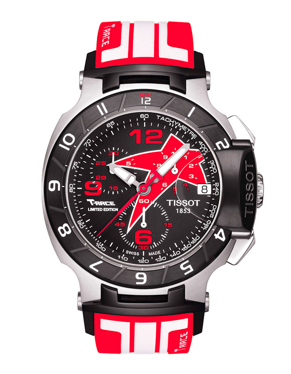 Tissot Mens T Race Black Quartz Chronograph Rubber Strap Watch In Red For Men Lyst