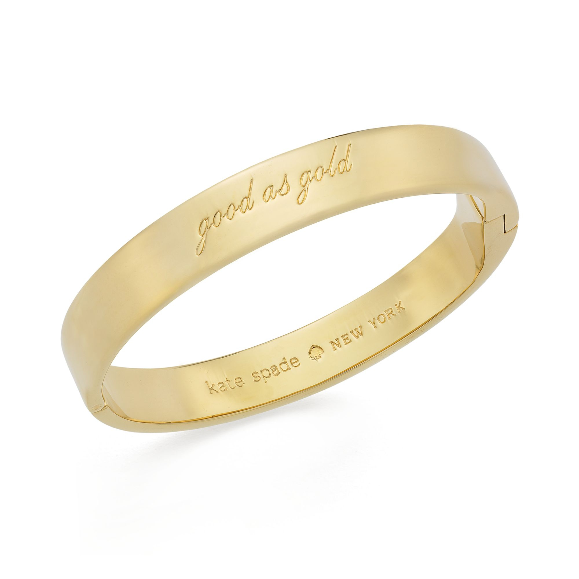 Kate Spade Gold-Tone Good As Gold Idiom Hinged Bangle Bracelet in Gold ...