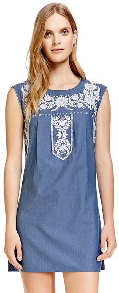 Tory Burch Calita Dress in Blue (CHAMBRAY / IVORY) | Lyst