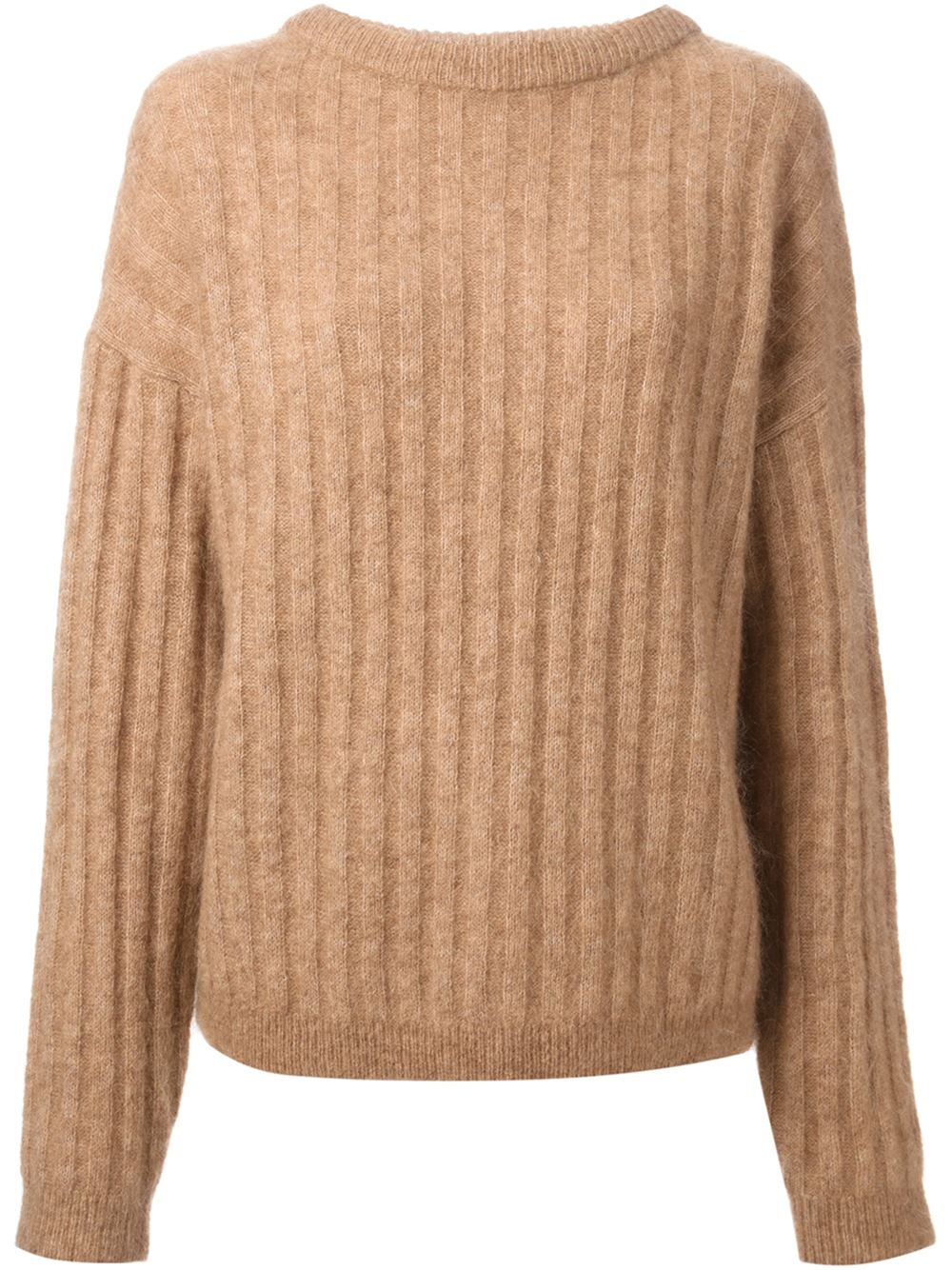 Acne Studios Ribbed Knit Sweater in Natural - Lyst
