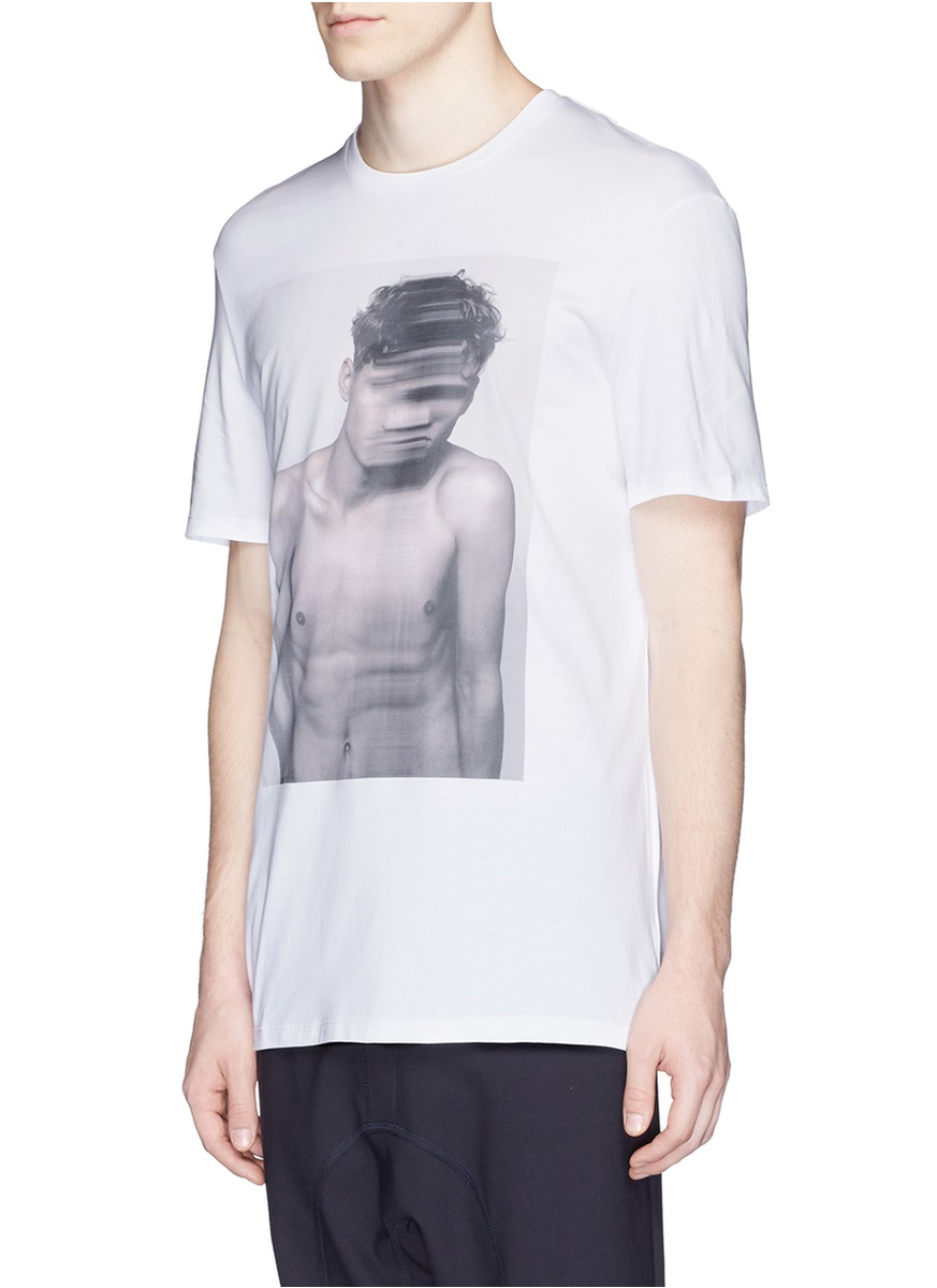 Lyst - Neil Barrett Stretch Model Print T-shirt in White for Men