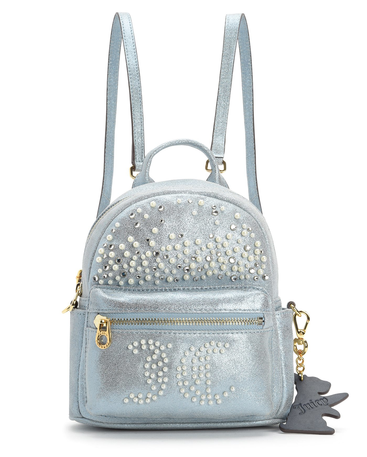 Juicy couture Metallic Leather Convertible Mini Backpack in Blue | Lyst
