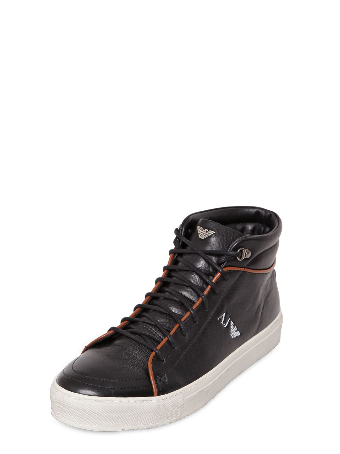 Lyst - Armani Jeans Nappa Leather High Top Sneakers in Black for Men