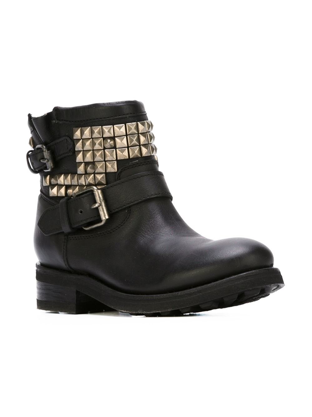 Ash Studded Buckle Boots in Black | Lyst