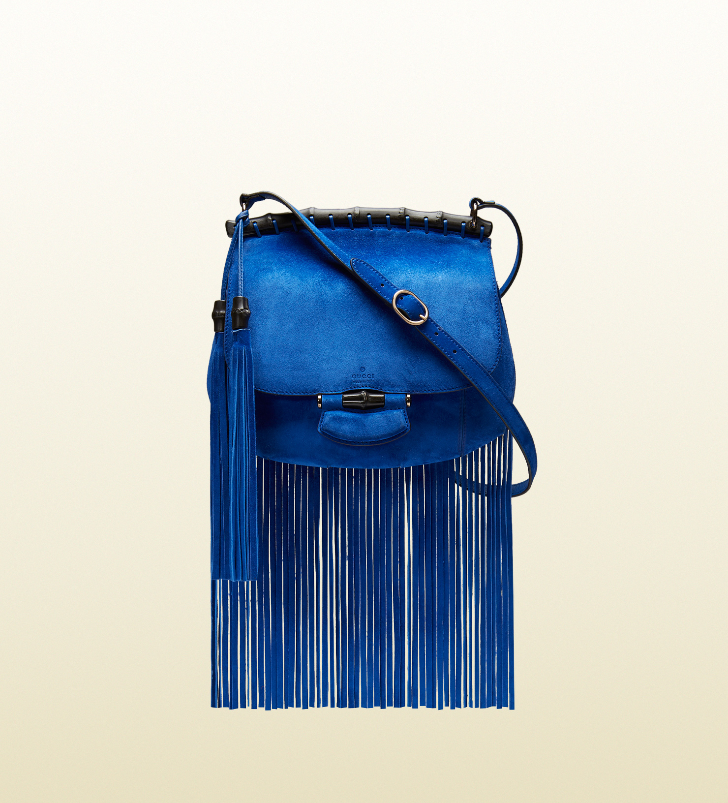 Lyst - Gucci Nouveau Fringe Suede Shoulder Bag in Blue