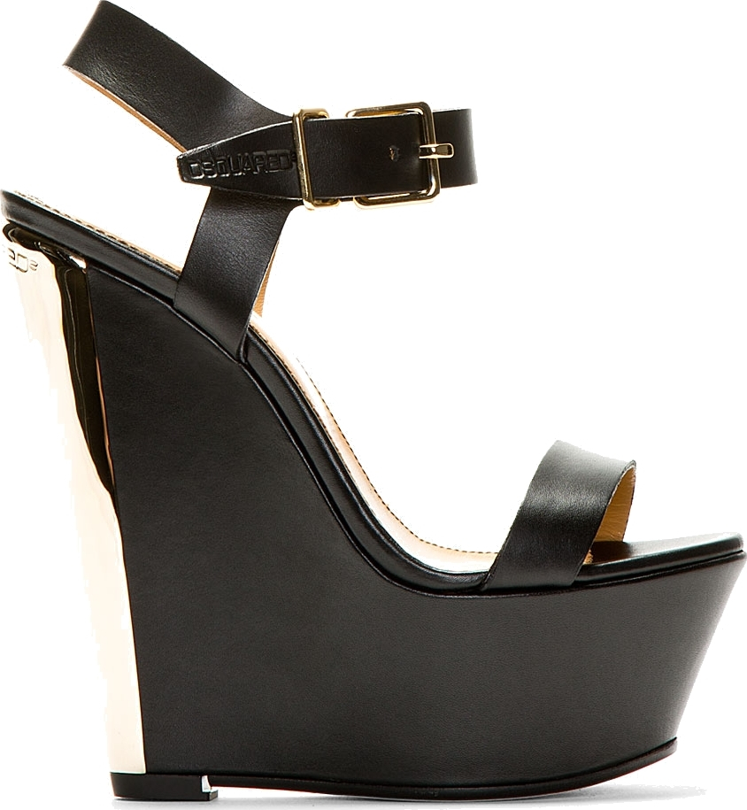 all black platform wedges