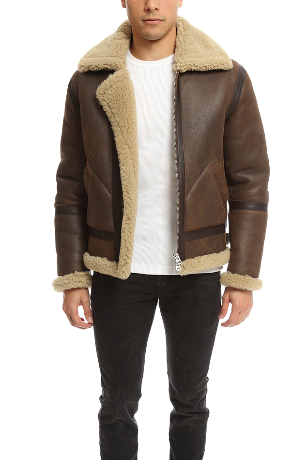 Acne studios Ian Leather Shearling Jacket in Brown for Men | Lyst