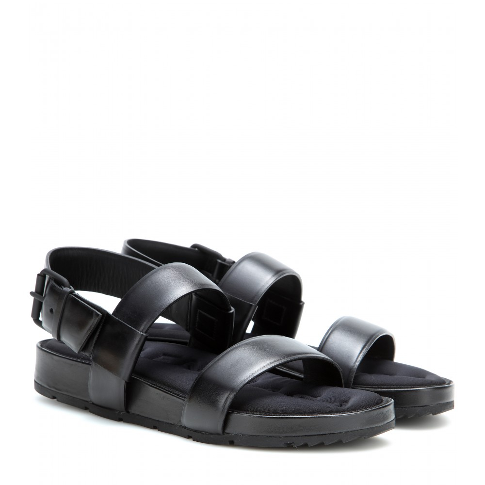 Lyst - Balenciaga Leather Flatform Sandals in Black