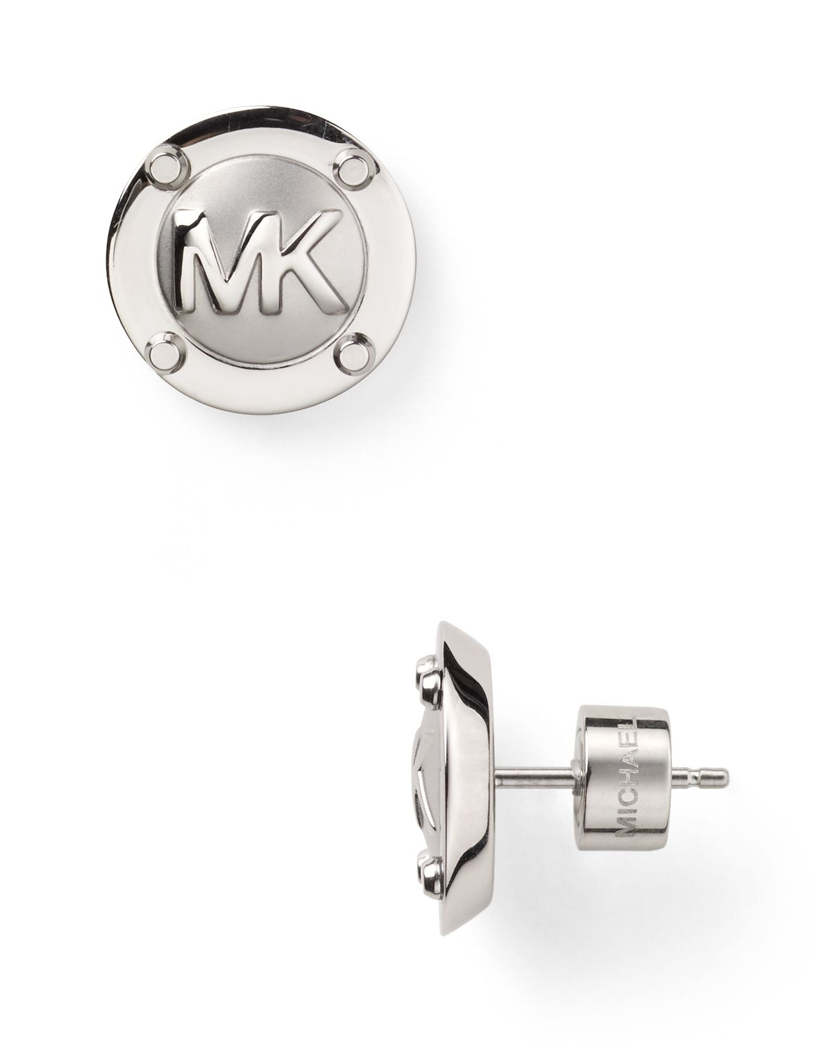 Lyst - Michael Kors Mk Button Earrings in Metallic
