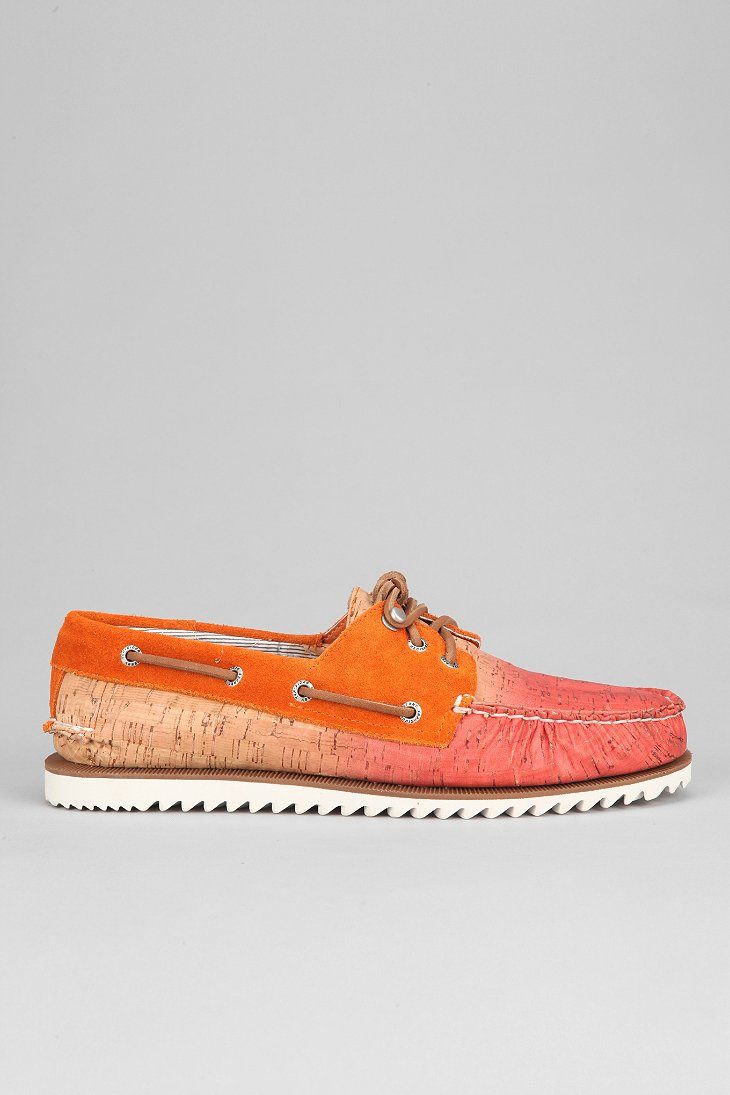 orange sperry boat shoes