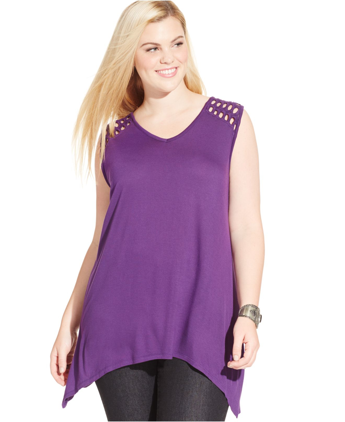 Lyst - American Rag Plus Size Cutout Handkerchief-hem Tank Top in Purple