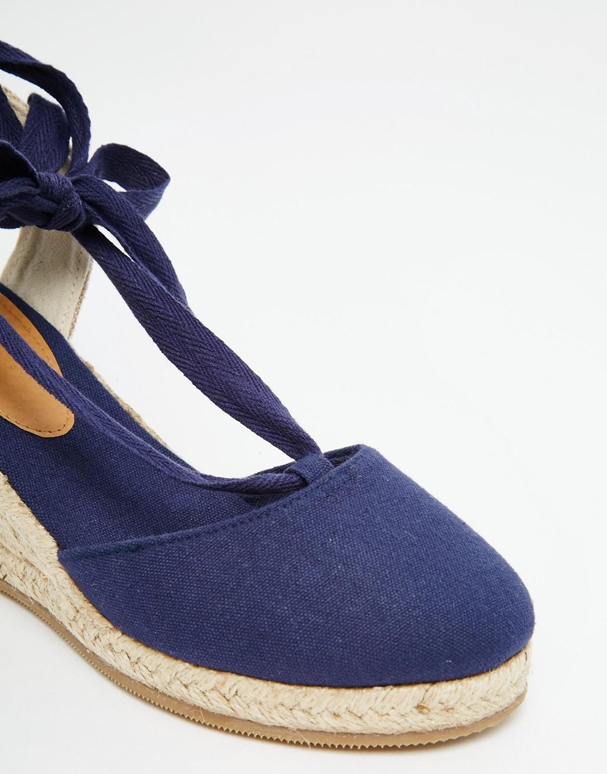 ASOS Jerwood Wedge Tie Leg Espadrilles in Blue Lyst