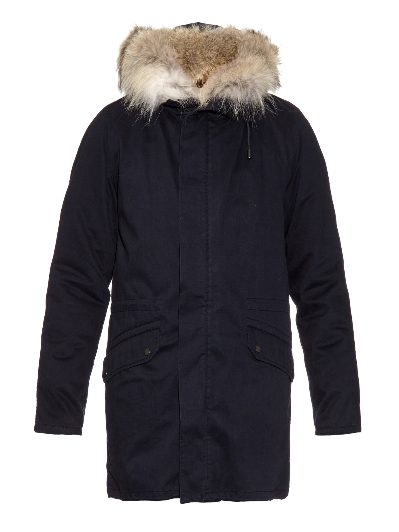 Andrew Marc Fox Fur Trimmed Rabbit Lined Coat In Green Lyst Gallery