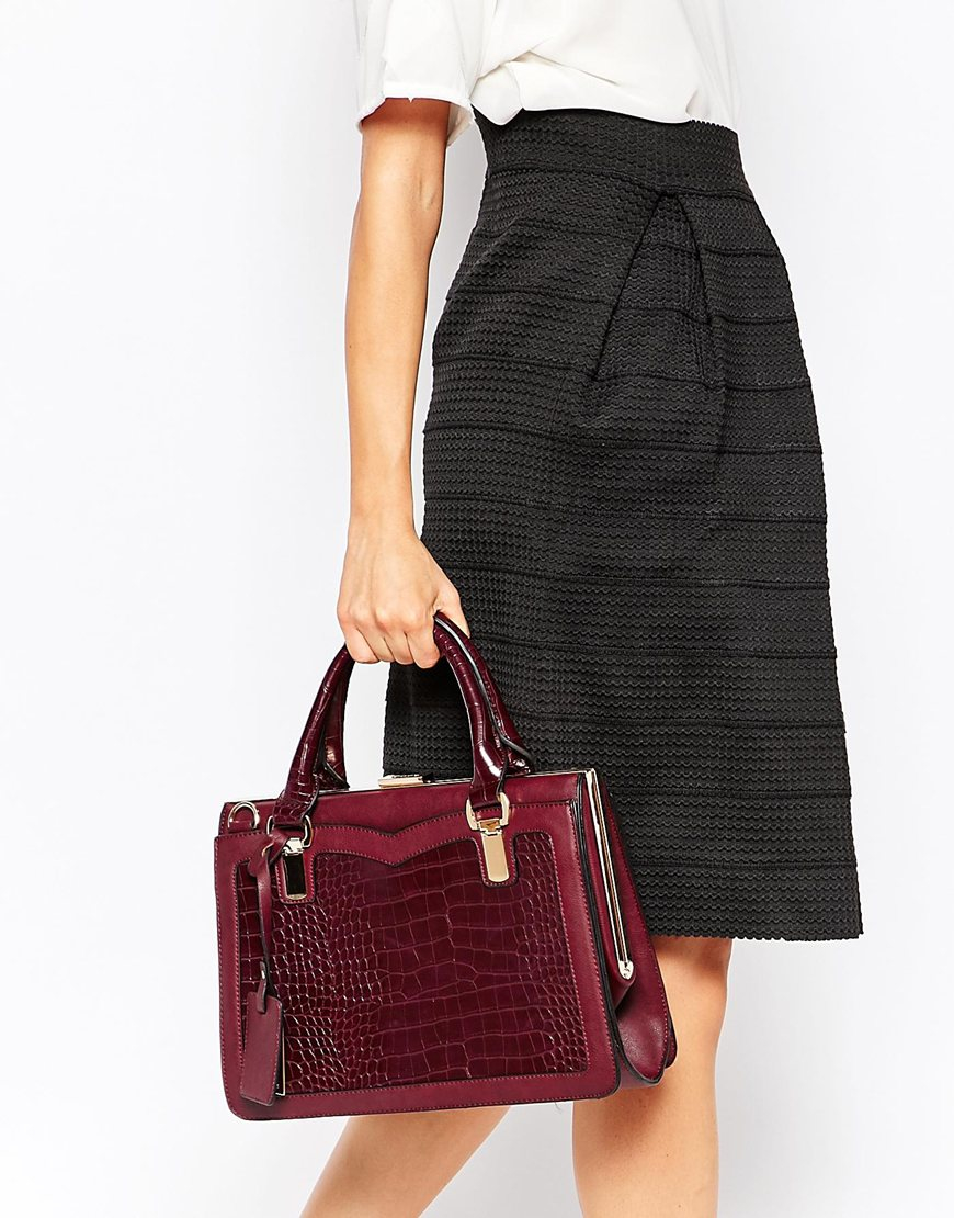 Download Lyst - Dune Mock Croc Bag in Purple