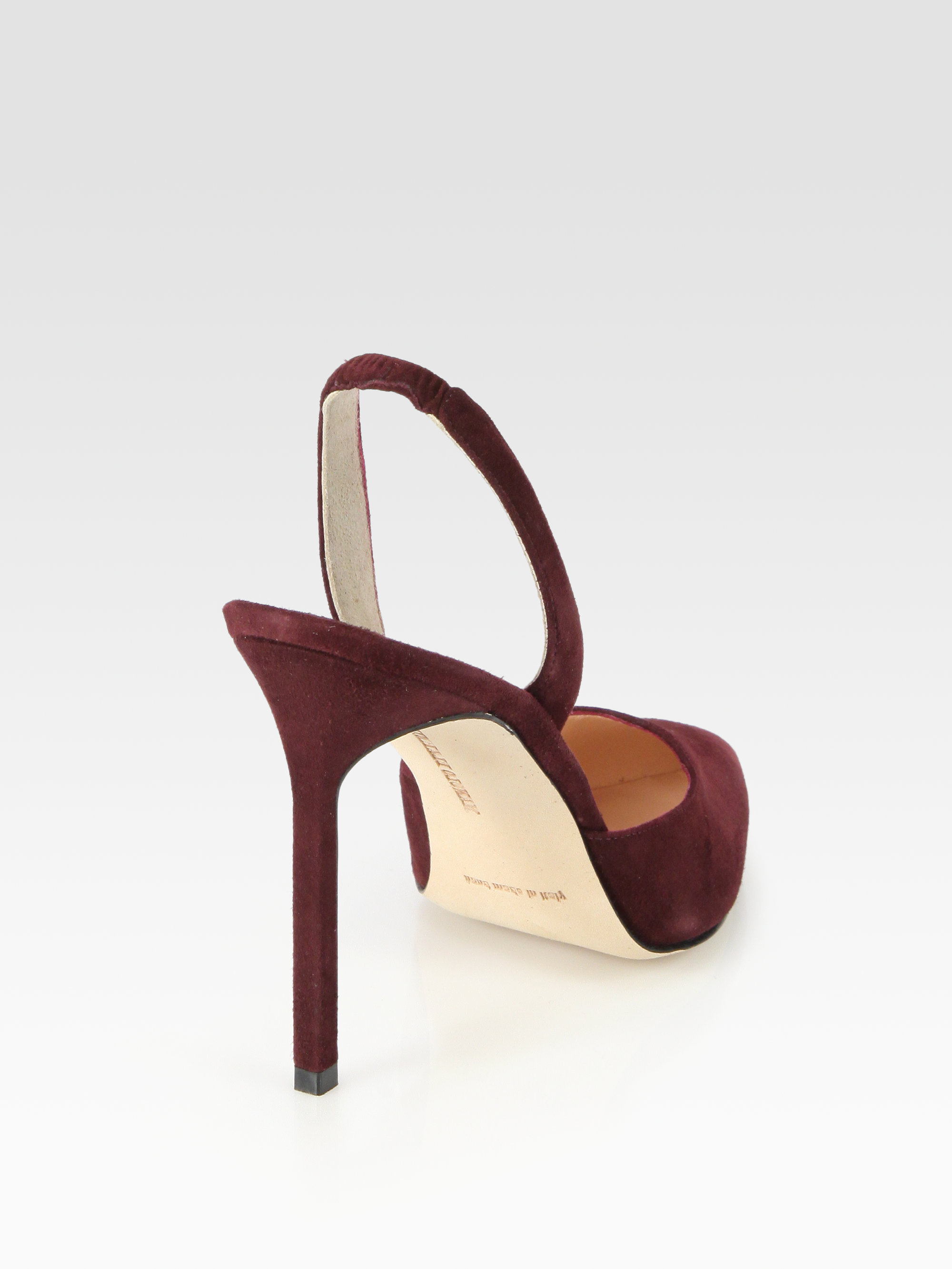 manolo blahnik carolyne suede slingback pumps