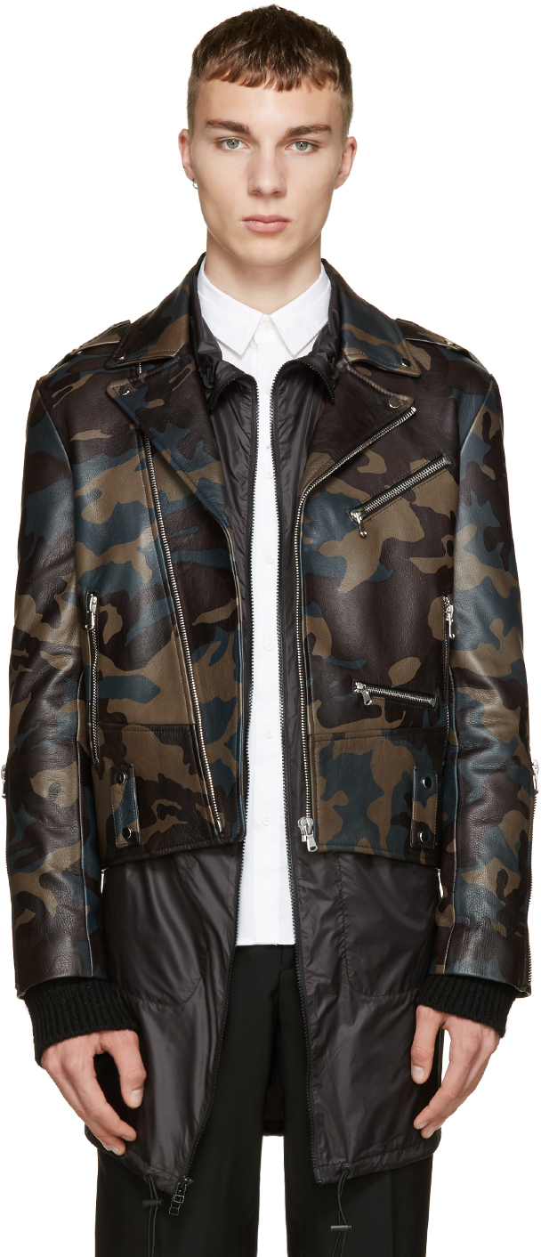 Pyer Moss Tricolor Camo Leather Jacket In Green For Men Lyst Gallery