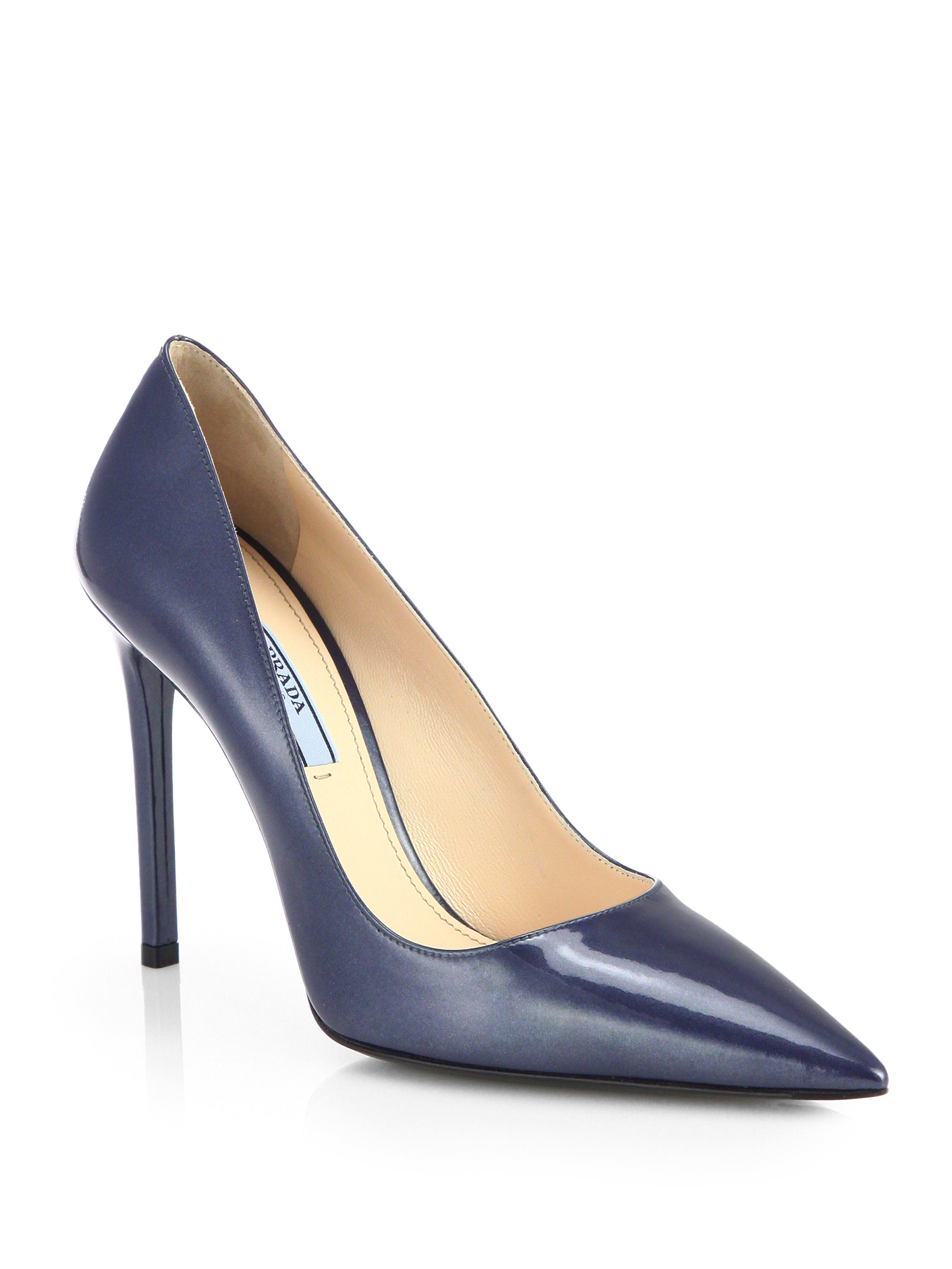 Prada Patent Leather Pointtoe Pumps in Blue | Lyst