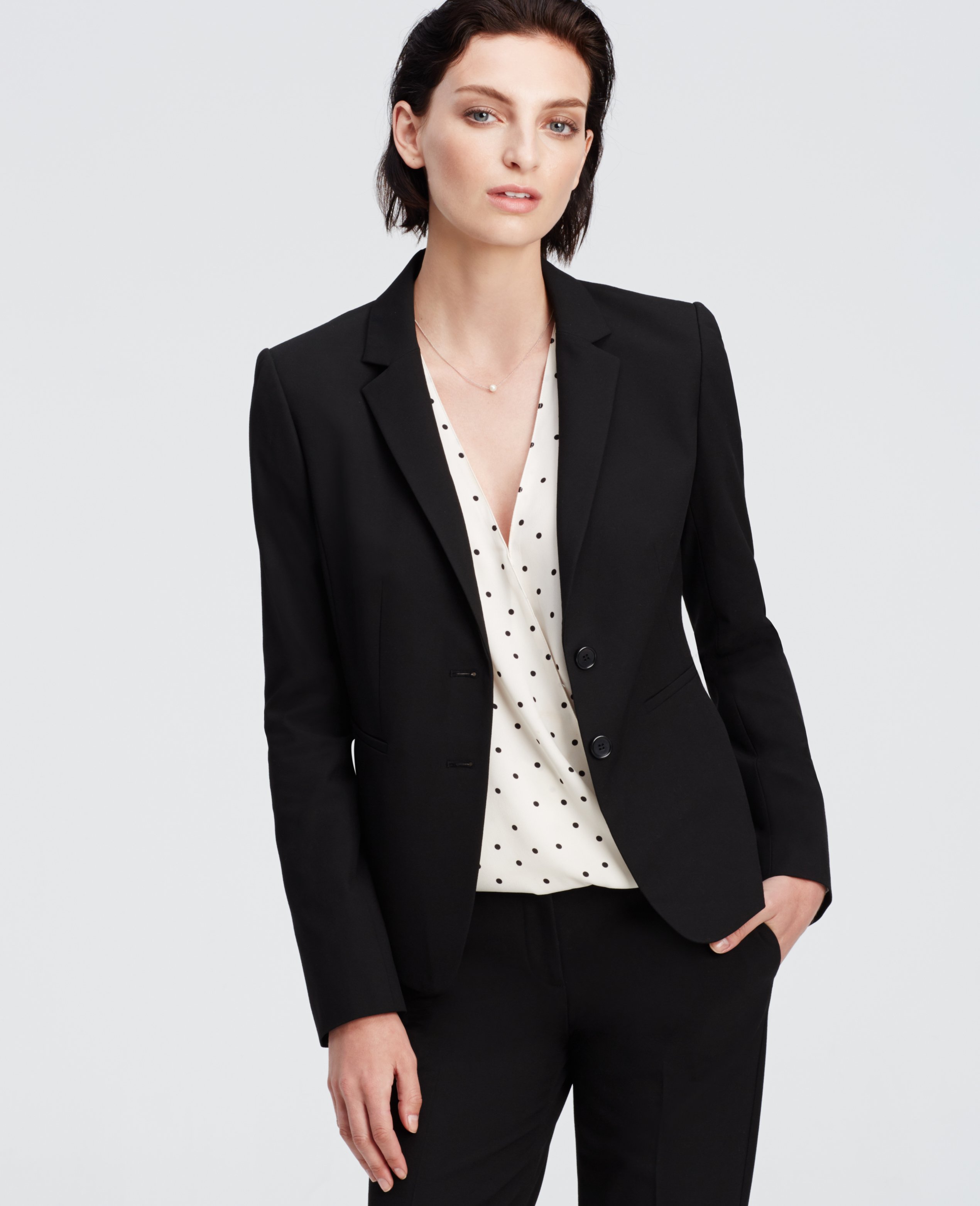 Lyst - Ann Taylor Tall All-season Stretch Two Button Jacket in Black