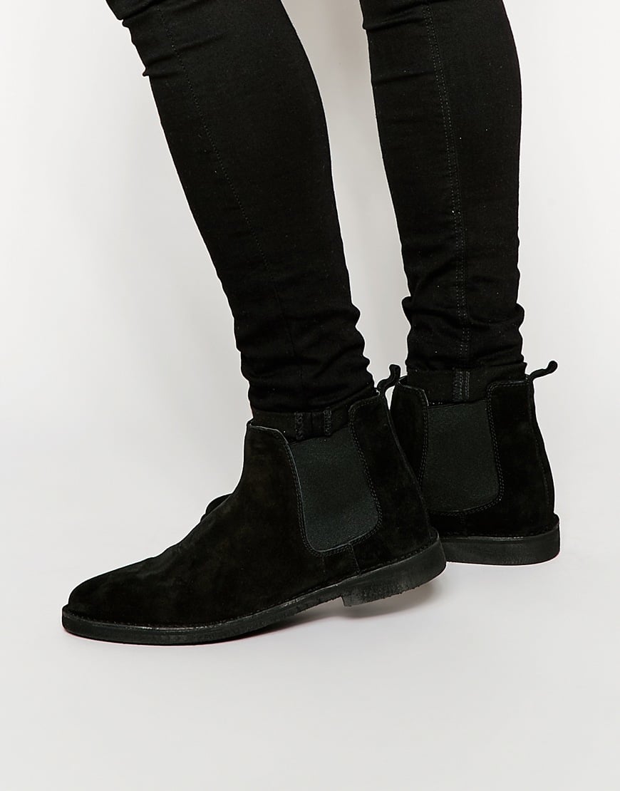 Asos Chelsea Desert Boots In Black Suede in Black for Men Lyst