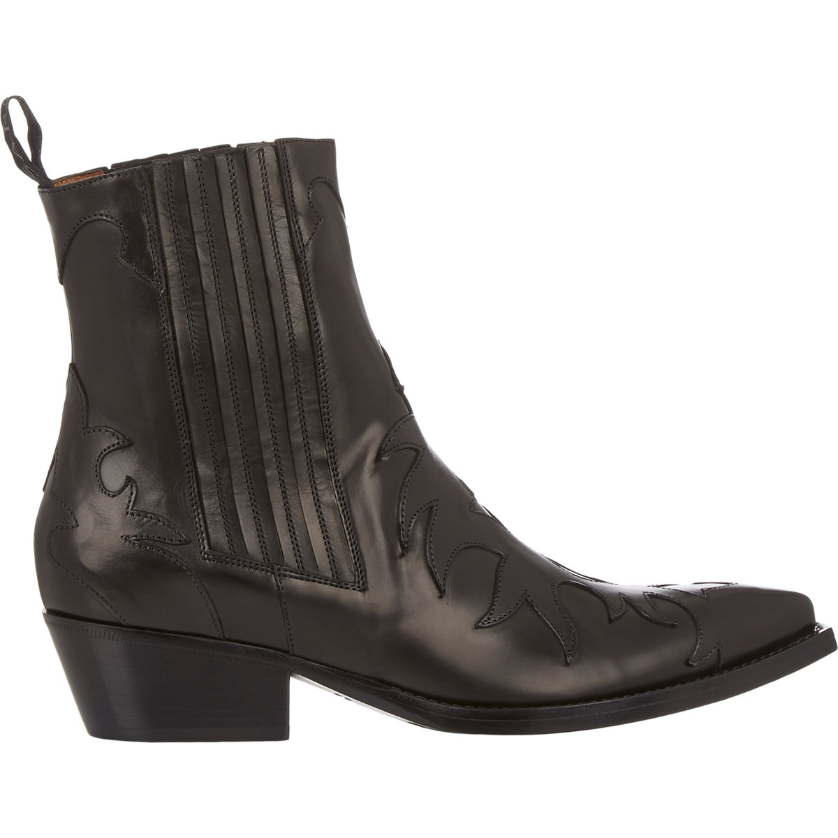 Sartore Topstitched Leather Cowboy Boots in Black | Lyst