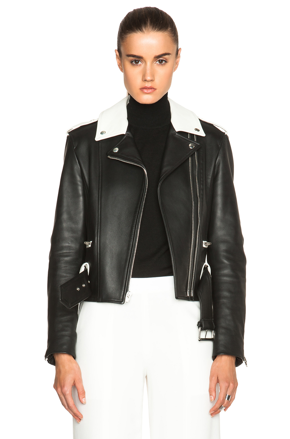 Alexander wang Leather Double Zip Biker Jacket in Black | Lyst