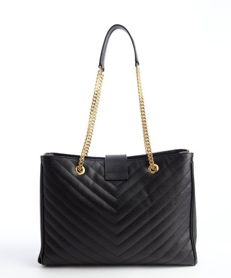 Saint Laurent Black Quilted Leather Classic Monogramme Chain Strap ...