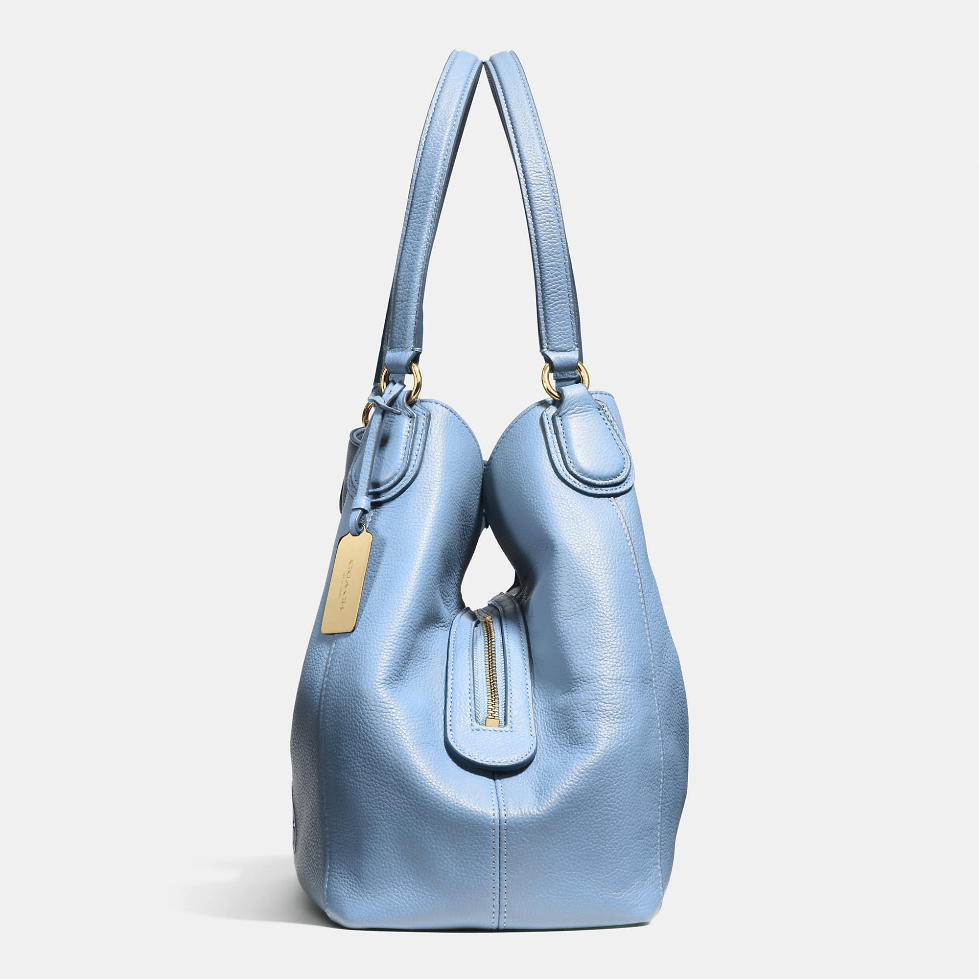Coach Embossed Horse And Carriage Edie Shoulder Bag In Pebbled Leather in Blue Lyst