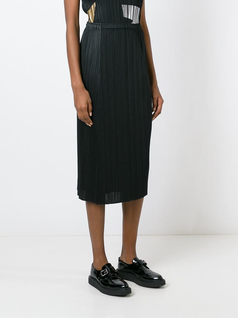 Pleats please issey miyake Fine Pleated Skirt in Black | Lyst