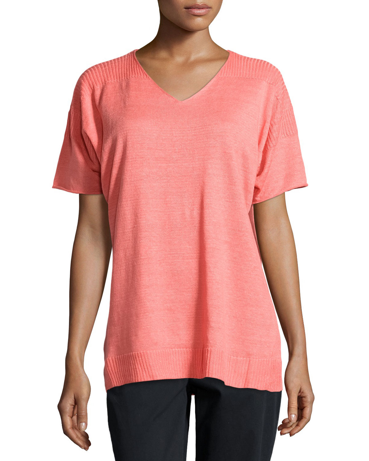 Lyst Lafayette 148 New York Halfsleeve Knit Sweater in Pink