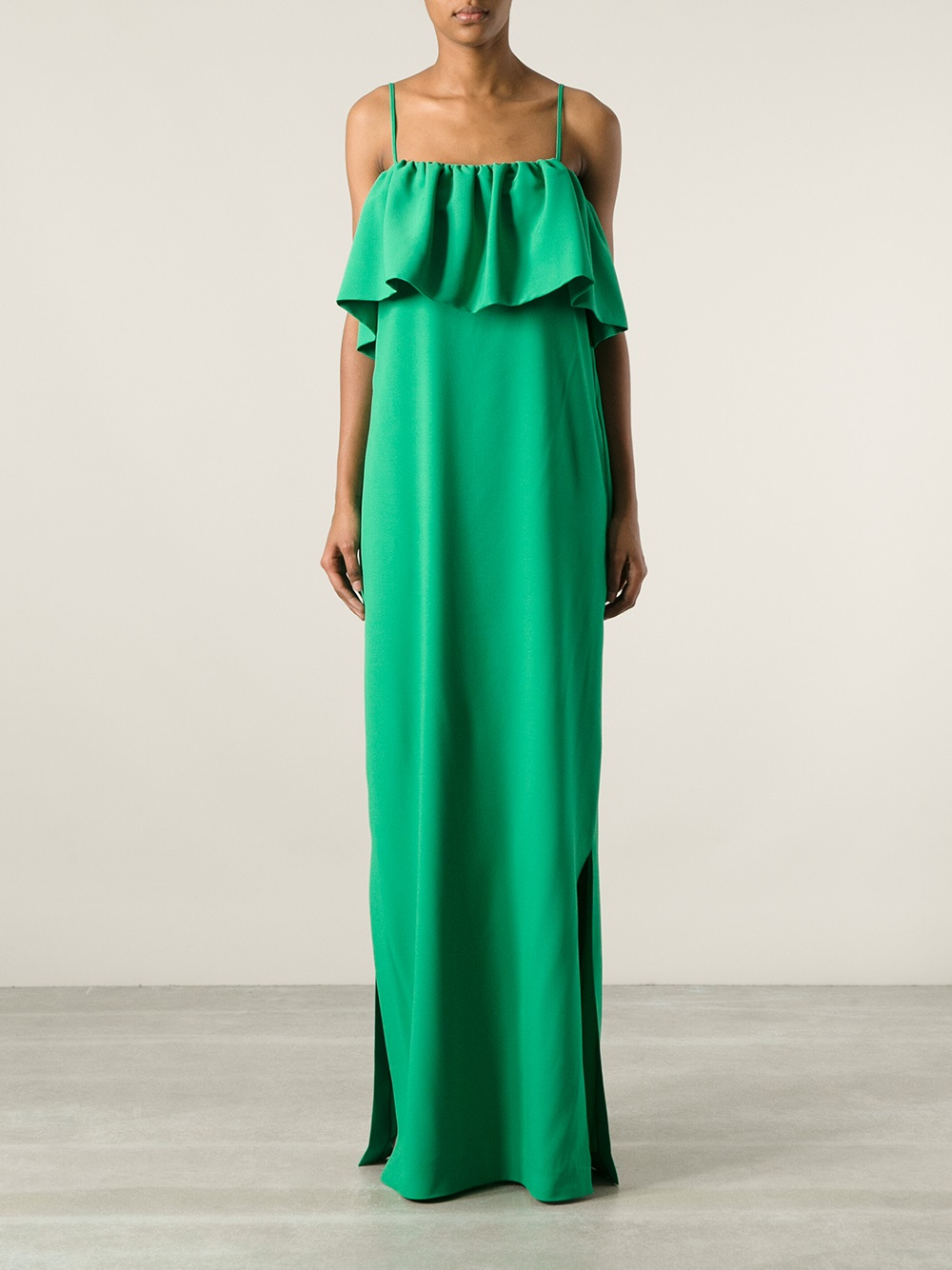 MSGM Ruffle Top Flap Dress in Green Lyst