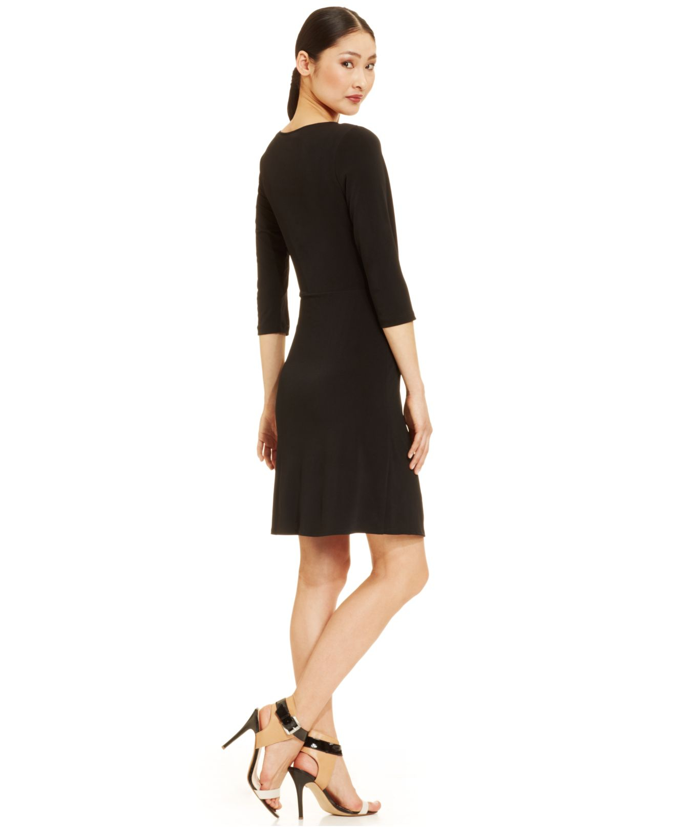 Lyst - Miraclesuit Ruched Hardware Faux-Wrap Dress in Black