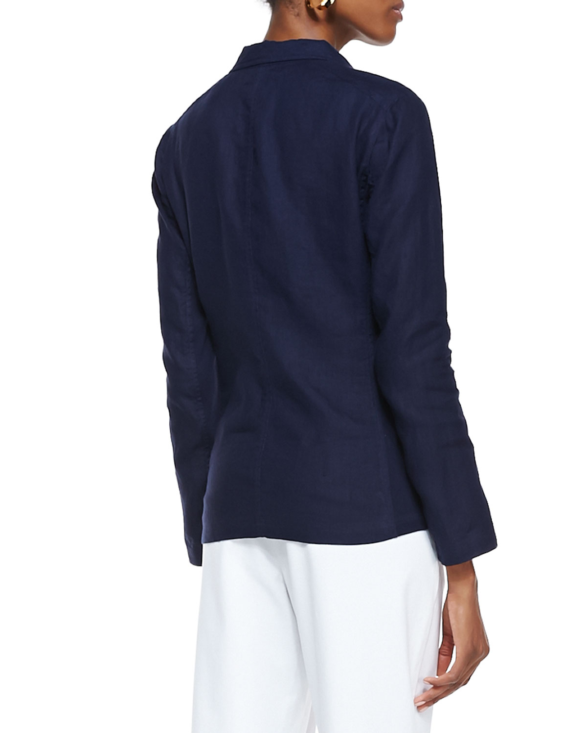 Eileen Fisher Handkerchief Linen 2-Button Jacket in Blue (MIDNIGHT) | Lyst