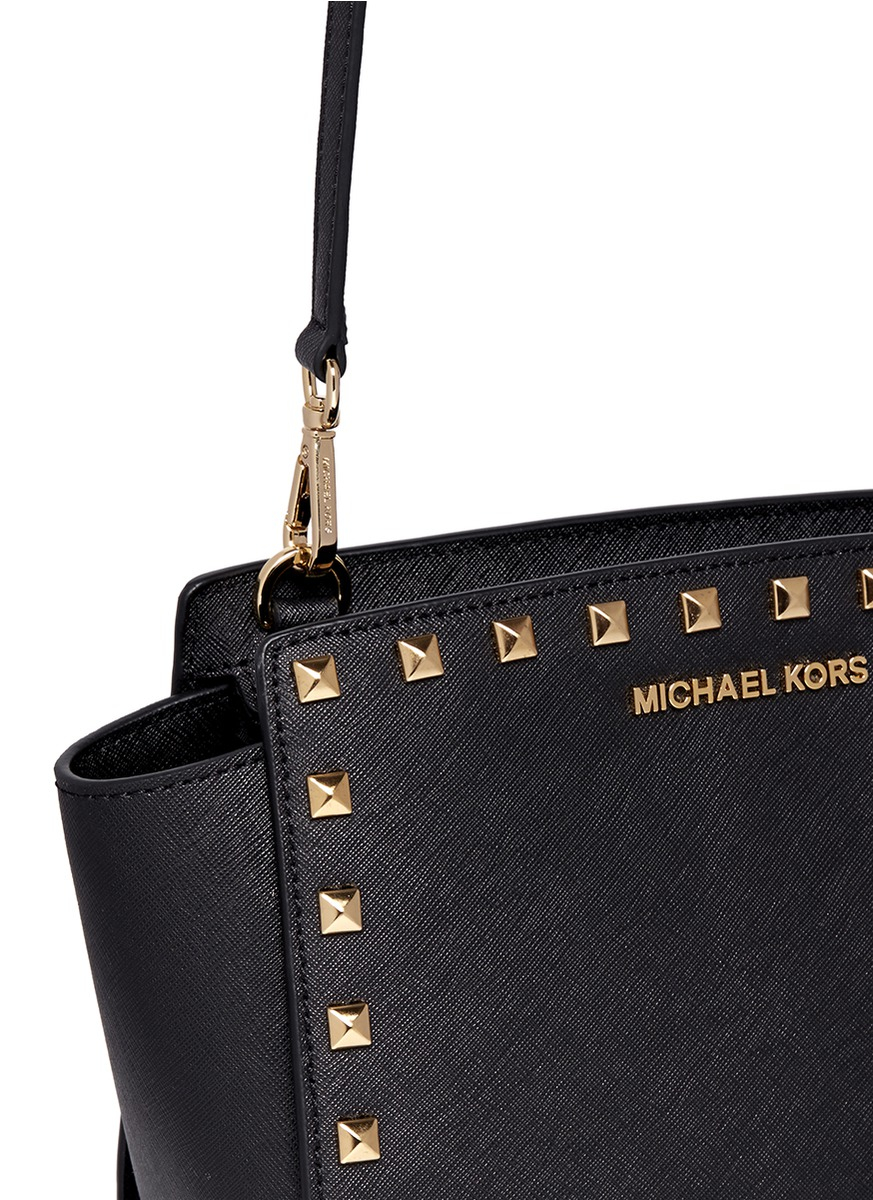 Michael Kors Large Studded Saffiano Leather Dome Crossbody Bag - ShopStyle