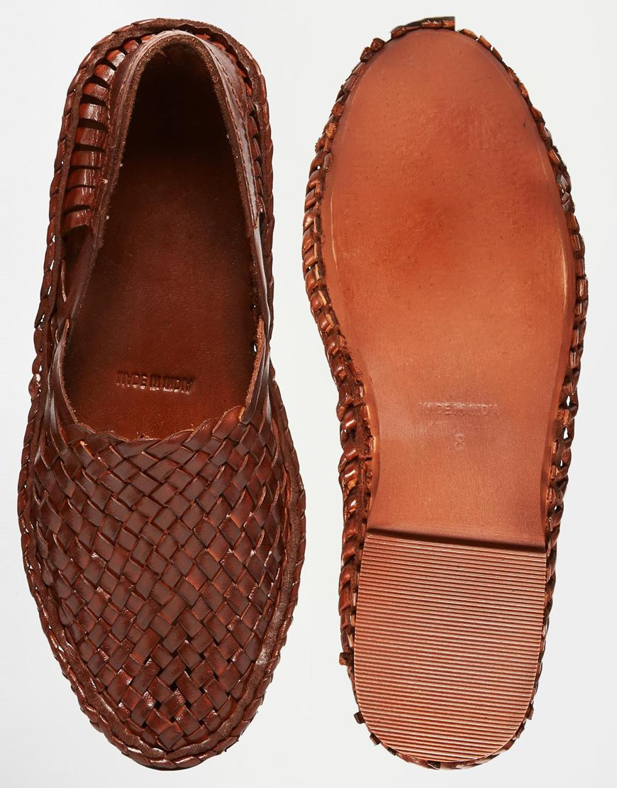 Asos Tan Woven Sandals In Leather Brown Product 3 644841675 Normal 
