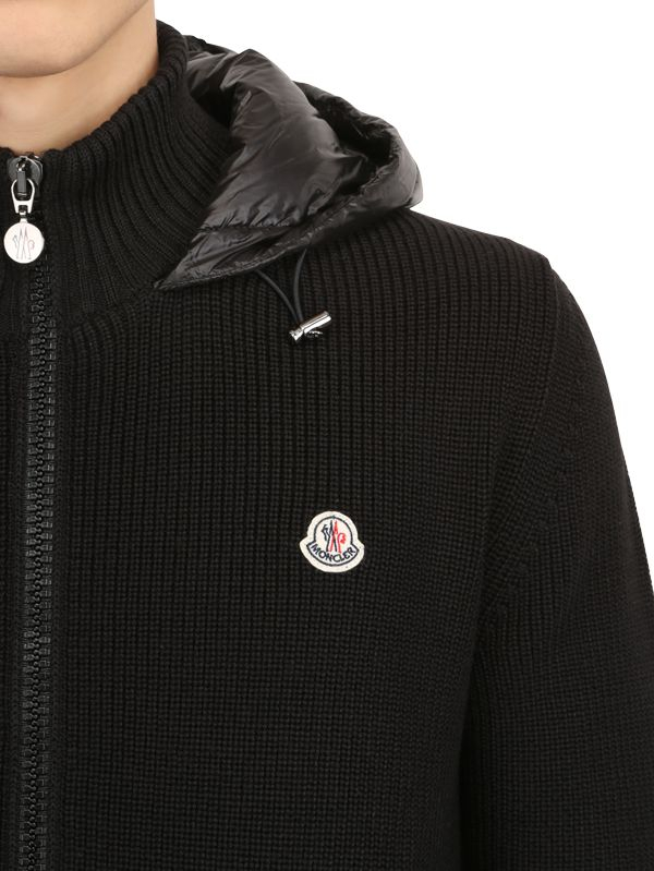 moncler black nylon knit hoodie moncler black nylon knit hoodie
