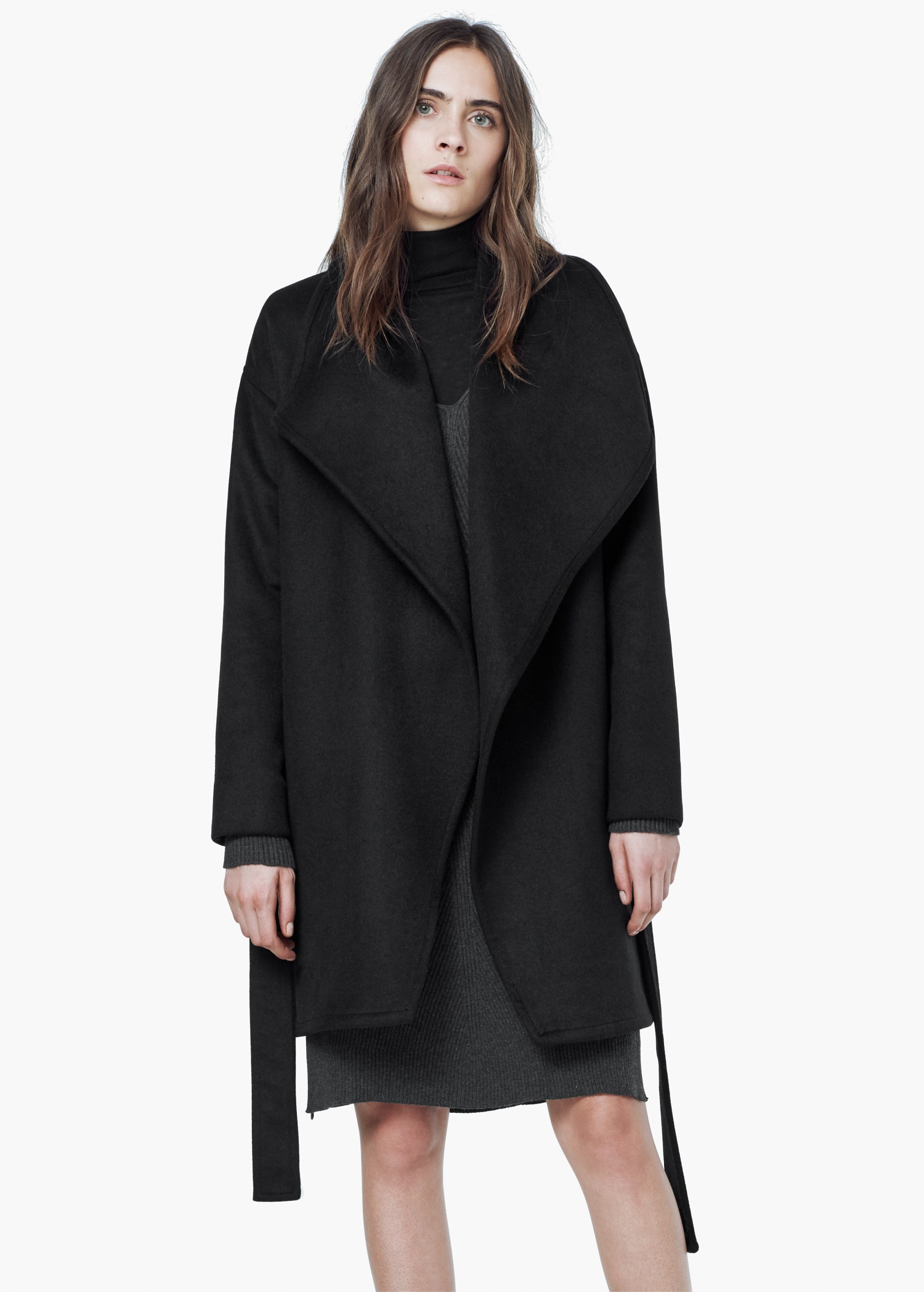 Black Wool Blend Coat - JacketIn