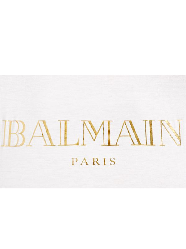 Balmain Logo T-shirt in White | Lyst